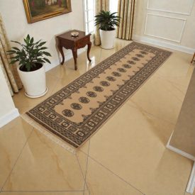   Tapis de couloir beige Bokhara 244x81 tapis pakistanais fait main