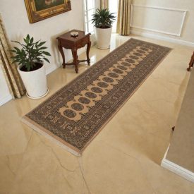   Tapis de couloir beige Bokhara 244x79 tapis pakistanais fait main