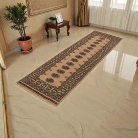   Tapis de couloir beige Bokhara 244x78 tapis pakistanais fait main