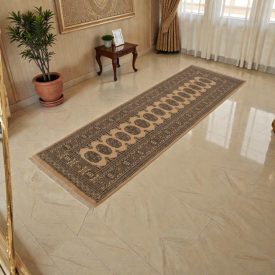   Tapis de couloir beige Bokhara 244x80 tapis pakistanais fait main