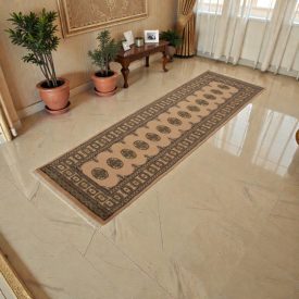   Tapis de couloir beige Bokhara 254x77 tapis pakistanais fait main