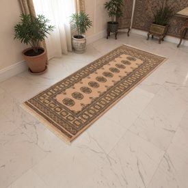   Tapis de couloir beige Bokhara 192x79 tapis pakistanais fait main