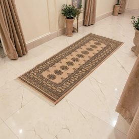   Tapis de couloir beige Bokhara 197x80 tapis pakistanais fait main