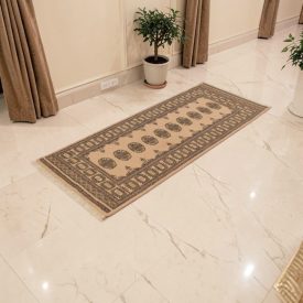   Tapis de couloir beige Bokhara 198x79 tapis pakistanais fait main