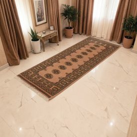   Tapis de couloir beige Bokhara 204x80 tapis pakistanais fait main