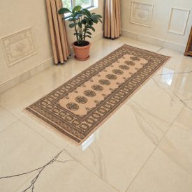   Tapis de couloir beige Bokhara 195x80 tapis pakistanais fait main
