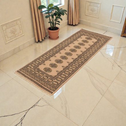 Tapis de couloir beige Bokhara 195x80 tapis pakistanais fait main