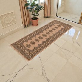   Tapis de couloir beige Bokhara 194x79 tapis pakistanais fait main