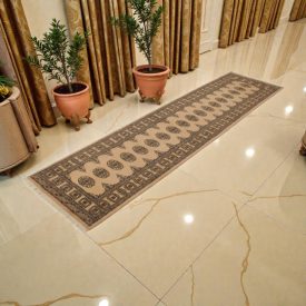   Tapis de couloir beige Bokhara 304x78 tapis pakistanais fait main