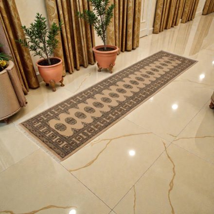 Tapis de couloir beige Bokhara 304x78 tapis pakistanais fait main