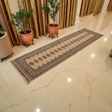 Tapis de couloir beige Bokhara 279x79 tapis pakistanais fait main