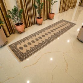   Tapis de couloir beige Bokhara 305x80 tapis pakistanais fait main