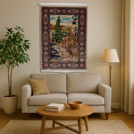   Tapis en soie motif Jardin beige 100x150 Tapis en viscose de soie d'Iran