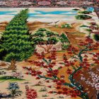 Tapis en soie motif Jardin beige 100x150 Tapis en viscose de soie d'Iran