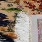 Tapis en soie motif Jardin beige 100x150 Tapis en viscose de soie d'Iran