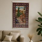 Tapis en soie motif Jardin beige 80x120 Tapis persan en viscose de soie