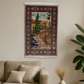   Tapis en soie motif Jardin beige 80x120 Tapis persan en viscose de soie