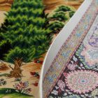 Tapis en soie motif Jardin beige 80x120 Tapis persan en viscose de soie