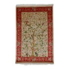 Tapis en soie motif Arbre de Vie beige 100x150 Tapis en viscose de soie d'Iran