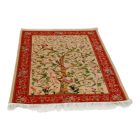 Tapis en soie motif Arbre de Vie beige 100x150 Tapis en viscose de soie d'Iran