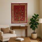 Tapis en soie motif Arbre de Vie rouge cramoisi 100x150 Tapis en viscose de soie de haute qualité provenant d'Iran