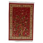 Tapis en soie motif Arbre de Vie rouge cramoisi 100x150 Tapis en viscose de soie de haute qualité provenant d'Iran