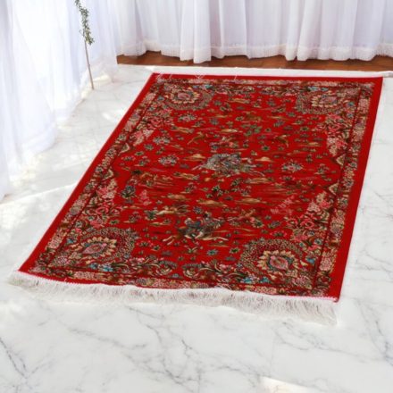 Tapis en soie Chasse bordeaux 60x90 Tapis en viscose de soie de haute qualité provenant d'Iran
