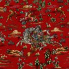 Tapis en soie Chasse bordeaux 60x90 Tapis en viscose de soie de haute qualité provenant d'Iran