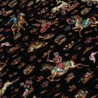 Tapis en soie Chasse bleu 100x150 Tapis en viscose de soie d'Iran