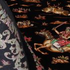 Tapis en soie Chasse bleu 100x150 Tapis en viscose de soie d'Iran