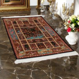   Tapis en soie Golrokh bleu 100x150 Tapis en viscose de soie d'Iran