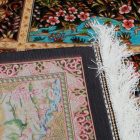 Tapis en soie Golrokh bleu 100x150 Tapis en viscose de soie d'Iran