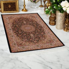   Tapis en soie Helya bleu 100x150 Tapis persan en viscose de soie