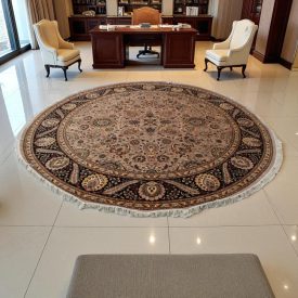   Tapis rond Ispahan 305x306 tapis persan fait main pour le salon