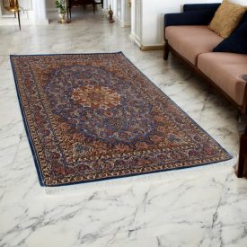   Tapis en soie Mojan bleu clair 150x225 Tapis persan en viscose de soie