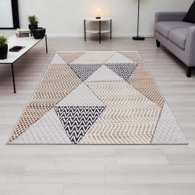   Tapis moderne beige brun bleu MELIS 140x200 Tapis salon, tapis chambre