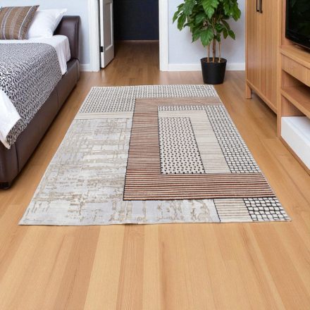 Tapis moderne beige brun bleu DIANA 140x200 Tapis salon, tapis chambre