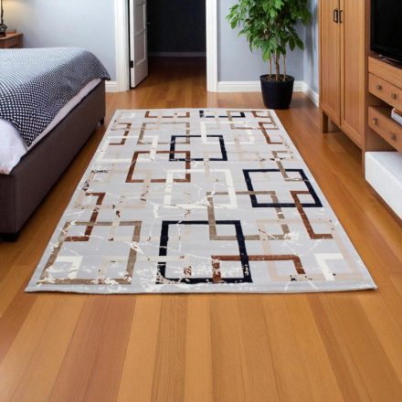 Tapis moderne gris brun bleu AMIR 140v200 Tapis salon, tapis chambre