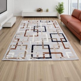   Tapis moderne gris brun bleu AMIR 160x230 Tapis salon, tapis chambre