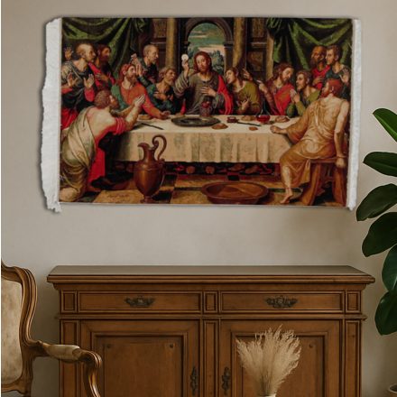 Tapis en soie La Cène 80x120 Tapis en viscose de soie d'Iran