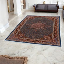   Tapis en soie Aysan bleu foncé 150x225 Tapis persan en viscose de soie