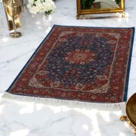  Tapis en soie Negar bleu foncé 100x150 Tapis en viscose de soie d'Iran