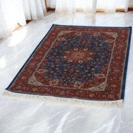 Tapis en soie Negar bleu foncé 60x90 Tapis en viscose de soie de haute qualité provenant d'Iran