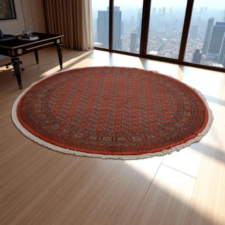 Tapis rond marron Boukhara 244x246 tapis pakistanais fait main