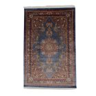 Tapis en soie Gazelle bleu foncé 150x225 Tapis en viscose de soie d'Iran