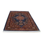 Tapis en soie Gazelle bleu foncé 150x225 Tapis en viscose de soie d'Iran