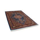 Tapis en soie Gazelle bleu foncé 150x225 Tapis en viscose de soie d'Iran