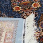 Tapis en soie Gazelle bleu foncé 150x225 Tapis en viscose de soie d'Iran