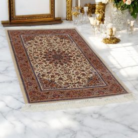   Tapis en soie Reihan cream 100x150 Tapis persan en viscose de soie