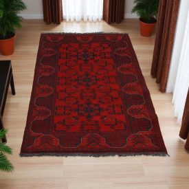 Tapis Afghan bordeaux Bukharai 187x82 tapis fait main